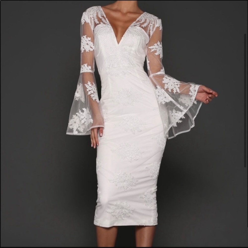 White lace midi dress